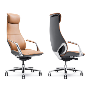Chaise de bureau haute en cuir véritable de Style contemporain de luxe de haute qualité pour patron - Product Image 2