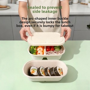 Contenitore per Pranzo Biodegradabile Usa e Getta, Adatto al Microonde, Multiuso per Insalata, Sushi e Bento - Product Image 4