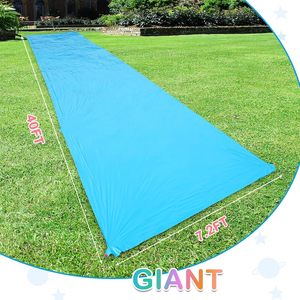 Giant Blue Water Slide with 2 <b>Inflatable</b> Boogie Boards for Kids and Adults Backyard Summer Fun - Product Image 2