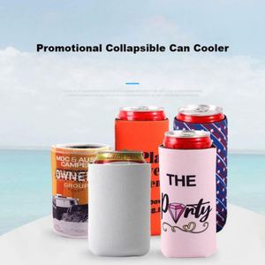 Refroidisseurs de canettes pliables en néoprène promotionnels, refroidisseurs de bouteilles en mousse avec fermeture éclair et logo personnalisé pour cadeaux de salon professionnel - Product Image 5