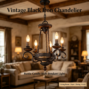 <span class=keywords><strong>Lustre</strong></span> rustique en fer forgé 3 lumières, suspension vintage en métal à motifs, finition foncée, pour salle à manger, villa, style ferme, écoénergétique - Product Image 3