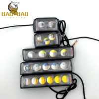 Phares antibrouillard LED étanches BAOBAO à 2/3 lentilles, blanc/jaune clignotant RGB, mini feux de conduite pour vélo/moto