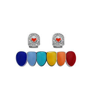 Blues Fashion latón completo cristal rhinestone helado diamante libre dientes grillz con diamantes de imitación para joyería de rapero de hip hop - Product Image 3
