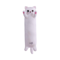 Gratis pengiriman boneka katun PP Super lembut boneka hewan kucing putih mainan bantal lempar panjang kucing lucu untuk hadiah anak-anak