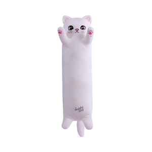 Ücretsiz kargo PP pamuk süper yumuşak doldurulmuş hayvan beyaz kedi peluş yastık oyuncak sevimli yavru uzun atmak yastık bebek çocuklar için hediye - Product Image 6