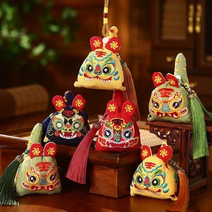 Dragon Boat Festival Tiger Amulet, Chinese Style Sachet, Mugwort Embroidered Pouch, Personal Pendant, Five Poisons Sachet <b>Gift</b> - Product Image 1