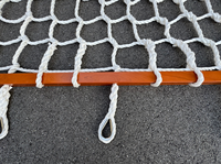 Filets d'escalade en polypropylène blanc XUDONG pour applications marines, avec poutres en bois, épaisseur de corde 18 mm, maille 20 cm x 20 cm, certifiés SOLAS, découpe sur mesure