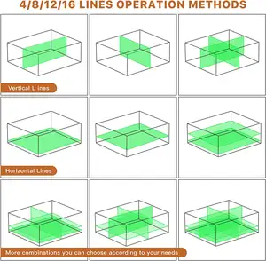 Livello Laser verde a 16 linee Pro 4D Cross Line professionale per la costruzione due 360 verticale e due modalità a impulsi orizzontali 360