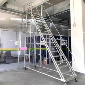 Мобильная стальная платформа для склада длиной 1 метр с поручнями и колесами - Product Image 5