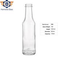 Bouteille de boisson en verre transparent à long col de 175ml avec logo personnalisé pour jus de soda à la Sauce piquante et kombucha avec capuchon en forme de couronne