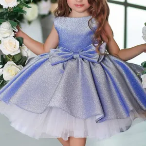 Baby Meisjes Illusion Organza Ruches Baljurk Birthday Party Elegante Lange Eerste Heilige Communie Jurk