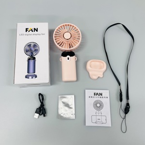 Ventilateur portable à main avec écran numérique, moteur DC 5W, pliable, fonctionnant sur batterie, trois vitesses, corps en plastique, usage domestique - Product Image 6