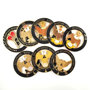 Emblema per Auto del Rito Scozzese 32° Grado, 3 Pollici, Oro, Rotondo, Traforato, Massonico - Product Image 6