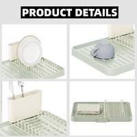 Égouttoir à vaisselle WIREKING à un seul niveau avec 11 porte-assiettes, porte-couverts, auto-drainant, emballage compact pour la vente en ligne