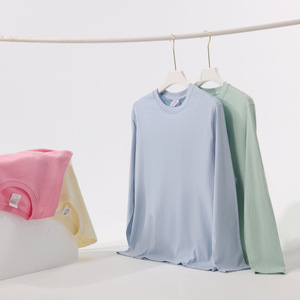 <strong>Long</strong> <strong>Sleeve</strong> Shirts 230g <strong>Cotton</strong> Loose Round Neck <strong>Long</strong> <strong>Sleeve</strong> T-shirt for Men and Women Spring Shirts - Product Image 2