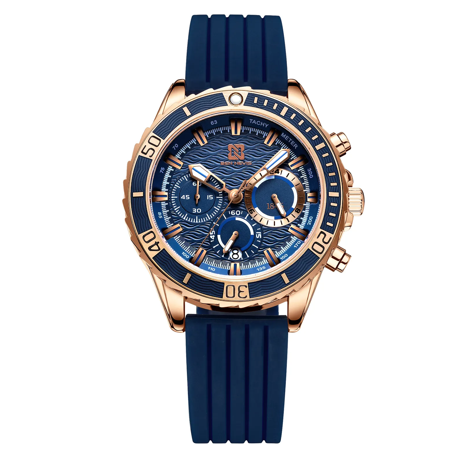 Men's Fashion Sports Watches Waterproof silicon watch strap luxury quartz watch Chronograph Analog Clock Male Relogio Masculino