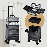Valise de coiffeur 3 en 1, valise de formation en cosmétologie, valise pour technicien des ongles, coiffeur, maquilleur, valise de maquillage professionnelle à roulettes