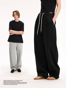 Pantalon décontracté droit X909 en tissu épais, confortable, tricoté avec couche d'air et taille élastique pour le printemps et l'été - Product Image 2