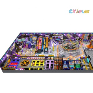 Parque de Aventuras Infantil Comercial Personalizado con Temática Neón, Centro Deportivo con Trampolín y Tobogán Volcánico - Product Image 1
