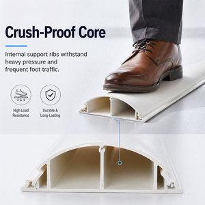 Goulotte de câblage PVC ignifuge auto-adhésive demi-lune pour le <span class=keywords><strong>sol</strong></span>, <span class=keywords><strong>cache</strong></span>-câbles en plastique pour bureau, goulottes de câblage réseau - Product Image 1