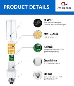 China Factory Wholesale E12 LED <b>Bulb</b> 3.3W AC 120V Smd 2835 PC+Ceramic Residential Use E12 LED Lights - Product Image 5