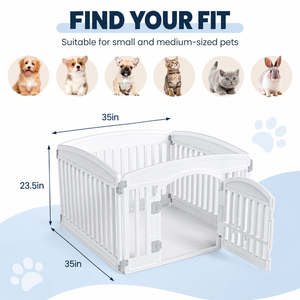Parc pour chien pliable en acrylique blanc de 24 pouces à 4 panneaux, clôture portable pour animaux de compagnie, utilisation intérieure et extérieure, pour l'exercice des chiots et petits animaux - Product Image 3