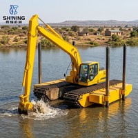 Плавучий понтон для транспортировки амфибийных экскаваторов, шасси с низким сливом в воду для очистки прудов в аквакультуре и работ на прибрежных отмелях
