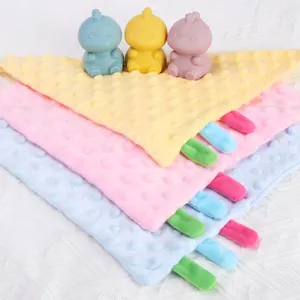 批发婴儿小大柔软可重复使用可折叠舒适奶嘴毛巾婴儿床上用品可爱婴儿安全毯