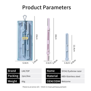LMLTOP, 2 uds., maquinilla de afeitar <span class=keywords><strong>para</strong></span> cejas de doble extremo y maquinilla de afeitar Facial, SY342, hoja de red de malla fina, juego de recortador de cejas <span class=keywords><strong>para</strong></span> eliminar el vello corporal - Product Image 5