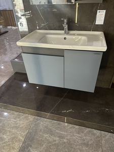 Meuble-lavabo <span class=keywords><strong>de</strong></span> <span class=keywords><strong>salle</strong></span> <span class=keywords><strong>de</strong></span> <span class=keywords><strong>bain</strong></span> moderne sur pied avec lavabo en céramique et rangement, miroir LED, écologique et résistant à l'eau - Product Image 4