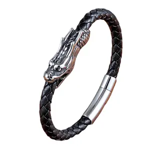 2312 Exotische grenz überschreitende neue Edelstahl Dragon Armband Persönlichkeit Trend Mode Herren Leder