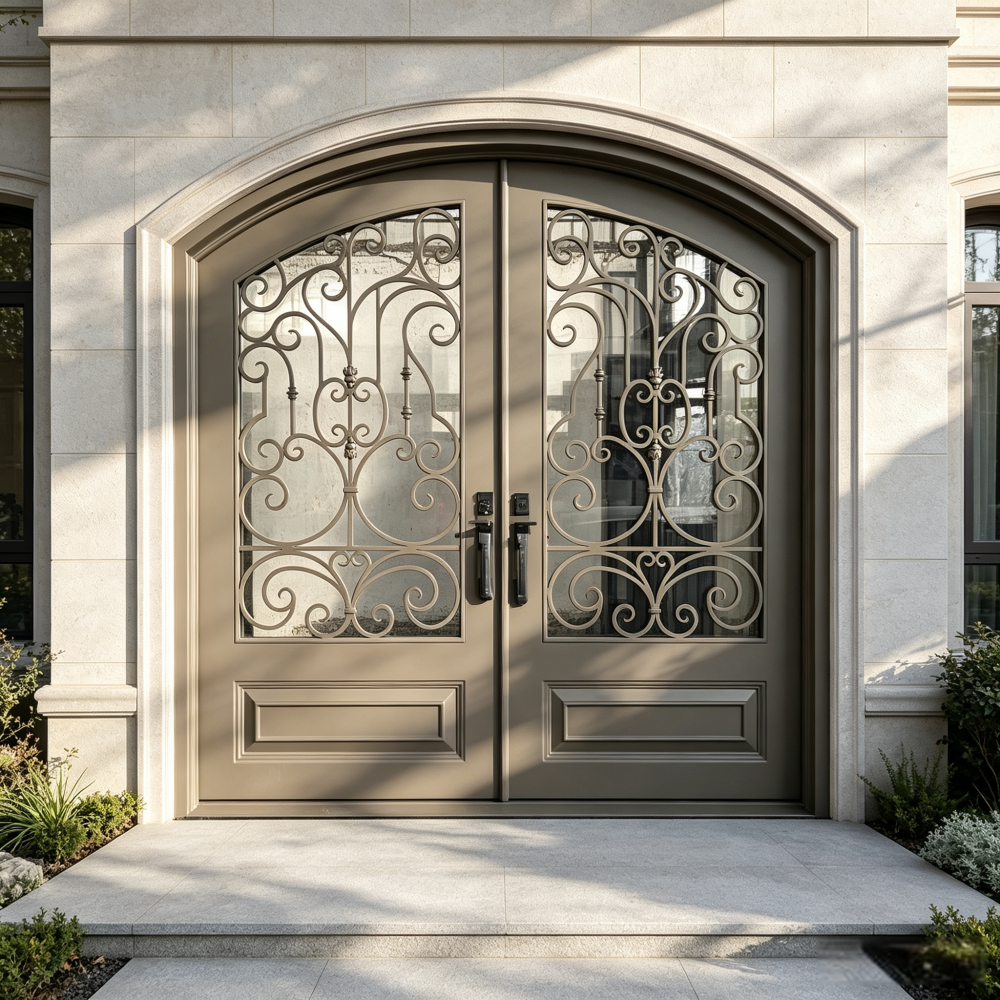 XIYATECH Iron Entrance Door Operable Glass Panel Heavy Duty Multi Point Security Lock Premium Villa Courtyard Access · image 1