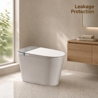 WC intelligent avec bidet intégré en céramique, siège chauffant, chasse d'eau automatique, télécommande et évacuation par siphon en P
