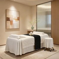 Housse de lit de beauté en coton doux blanc, couleur unie de qualité supérieure, couvre-lit de salon pour lit de soin du visage, literie