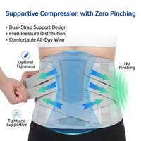 Ceinture lombaire unisexe robuste à double sangle réglable pour soulager les douleurs dorsales, avec ajustement multi-niveaux