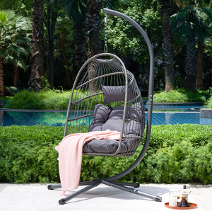 Modern Portable Outdoor Hanging Chair with Stand Fabric Swing Chair for Patio & Garden - Product Image 4