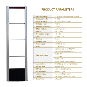 RF EAS <b>Security</b> Gate System 8.2MHz Aluminum Alloy Gray Fit Soft Label Hard Tag Deactivator and Detacher - Product Image 6