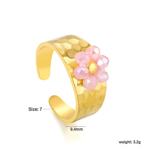 แหวนแฟชั่น แหวนทองรูปดอกไม้ แหวนเปิดฝังมุก ของขวัญเครื่องประดับสำหรับทุกเพศ - Product Image 5