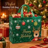 Sac fourre-tout en non-tissé de Noël en gros, réutilisable pour les kits cadeaux de communication de Noël, les événements presse de fin d'année, sac promotionnel avec logo personnalisé