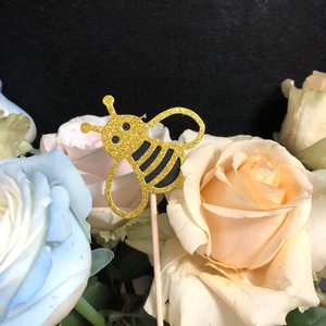 Décoration de Cupcake à paillettes New Bumble <span class=keywords><strong>Bee</strong></span>, Baby <span class=keywords><strong>Bee</strong></span> Gender Reveal Baby Shower Birthday Party Cake Decorations Supplies - Product Image 6