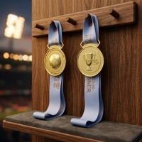 Médaille sportive en métal personnalisée avec logo OEM d'usine, design en relief, ruban de sublimation personnalisé, football pour événements et compétitions
