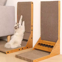 Tapis à gratter pour chat en bois, classique, moderne, vertical, ondulé, boule rectangulaire en carton, fournitures pour animaux de compagnie