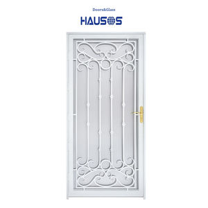 יוקרה 36 x80 מסך דלת יד זייף פלדה מוצק מזויפים דלת ברזל יצוק עם לוח מסך זכוכית מחוסמת החלפה - Product Image 6