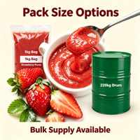 Lotlong Premium Natuurlijke Heldere Rode Aardbeienpuree op Maat Gemaakt voor Fruitthee & Smoothie Shops