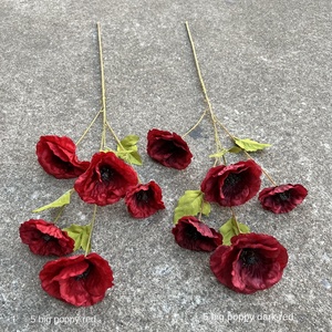 Giáng sinh màu đỏ hoa sắp xếp hoa đỏ trang trí nhân tạo Burgundy hoa trung tâm - Product Image 3