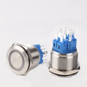 Waterproof Ip67 Flush Flat 5a 25mm Electrical Mechanical Silver Metal Momentary Car Push Button Switch