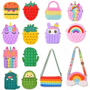 Kids <b>Mini</b> Handbags Pop Purse Coin Cute Silicone Rubber Avocado Squeeze Fidget Toy Crossbody Purse Coin - Product Image 3