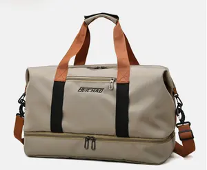 Bolsa de lona para academia, nova bolsa de viagem personalizada para homens e mulheres, compartimento para sapatos
