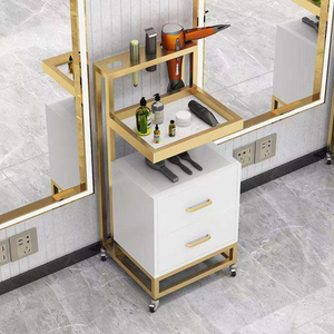 Luxury Gold Plated Salon Trolley with <b>Drawers</b> Professional Hair Rolling Cart Modern Barber Beauty Storage Cabinet for Stylist - Product Image 4
