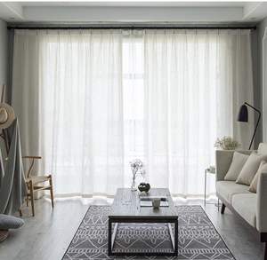 Venta caliente de alta calidad precio barato blanco gasa cortinas transparentes tela transparente gasa ventana Panel cortina - Product Image 5